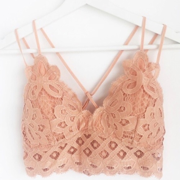 Other - SALE Dusty Coral Crochet Lace Scalloped Bralette